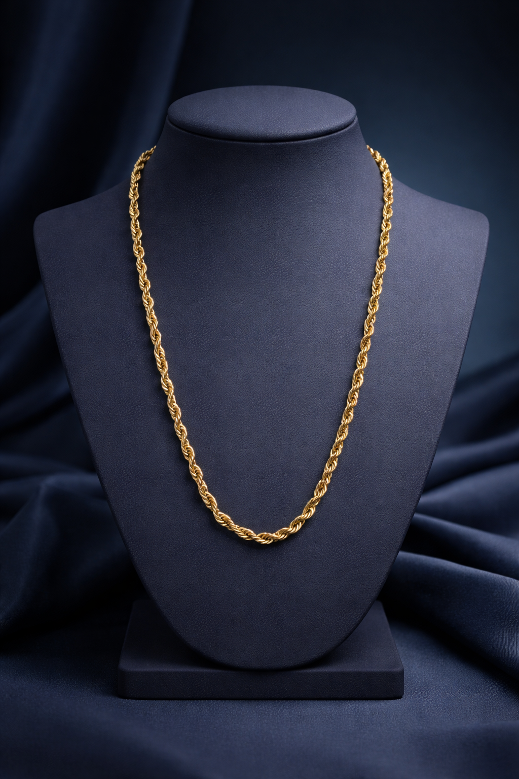 18K Gold Plated Long Twisted Chain Necklace – Stainless Steel