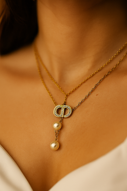 CD Multilayer Pearl Drop Chain