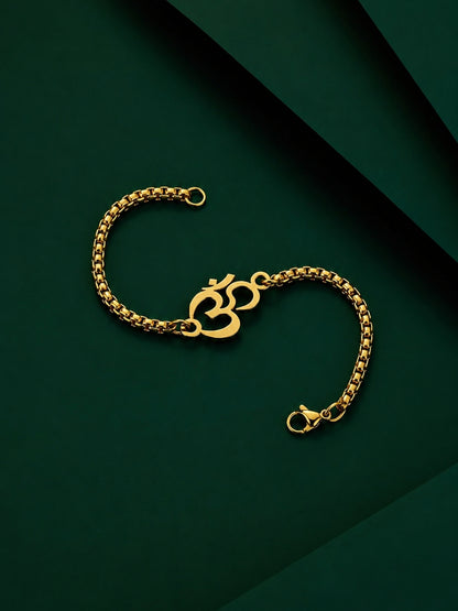 Om Bracelet – Box Chain, 18K Gold Plated Stainless Steel