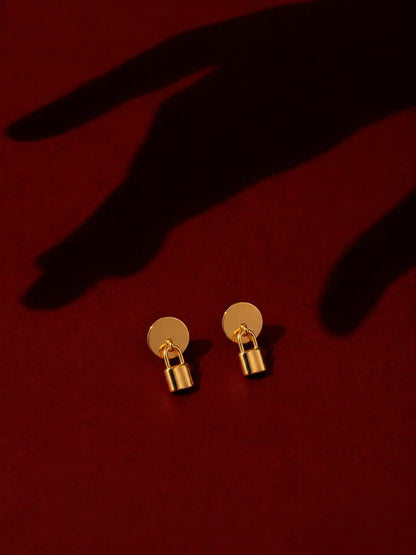 Lock & Coin Drop Earrings