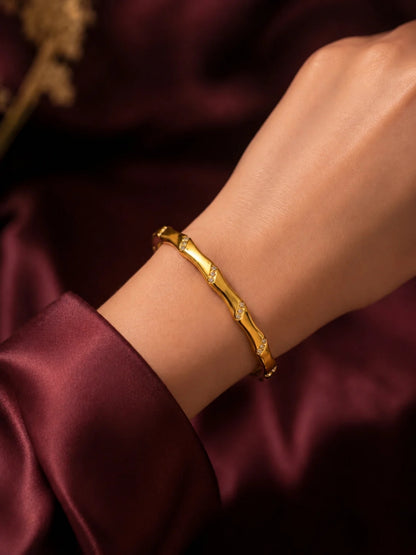 18K Gold Wave CZ Bracelet | Anti Tarnish Waterproof Bangle