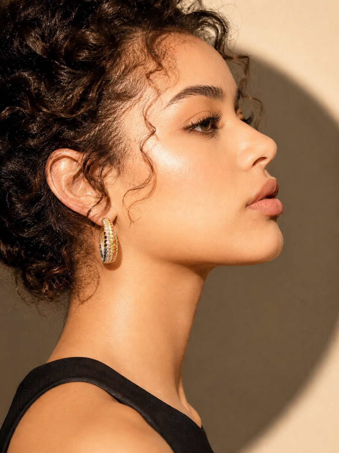 Aurora Multicolor CZ Statement Hoops | 18K Gold Plated Earrings