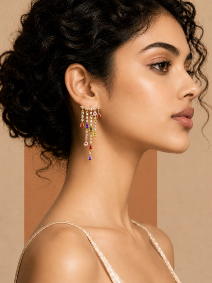 Midnight Crystal Ear Cuff Drop Earrings | Rose Gold CZ Earrings