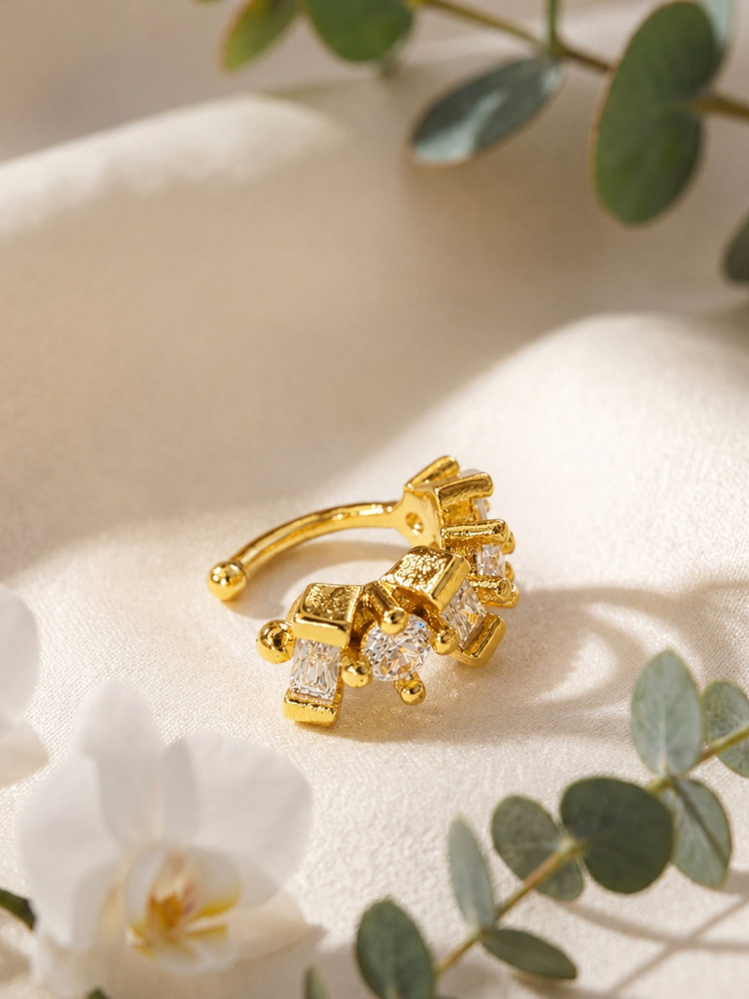 Aurora Multi-Shaped CZ Ear Cuff | 18K Gold Ear Clip