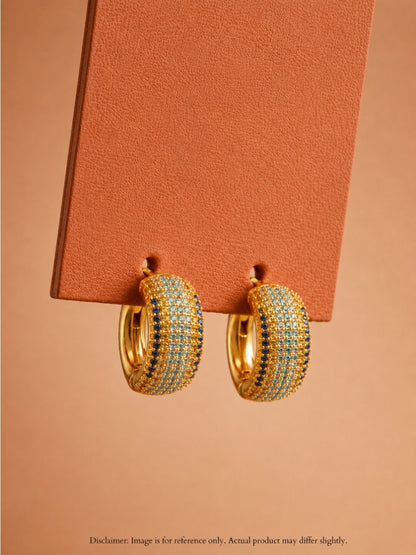 18K Gold Multicolor CZ Nano-Set Hoops | Anti Tarnish Earrings