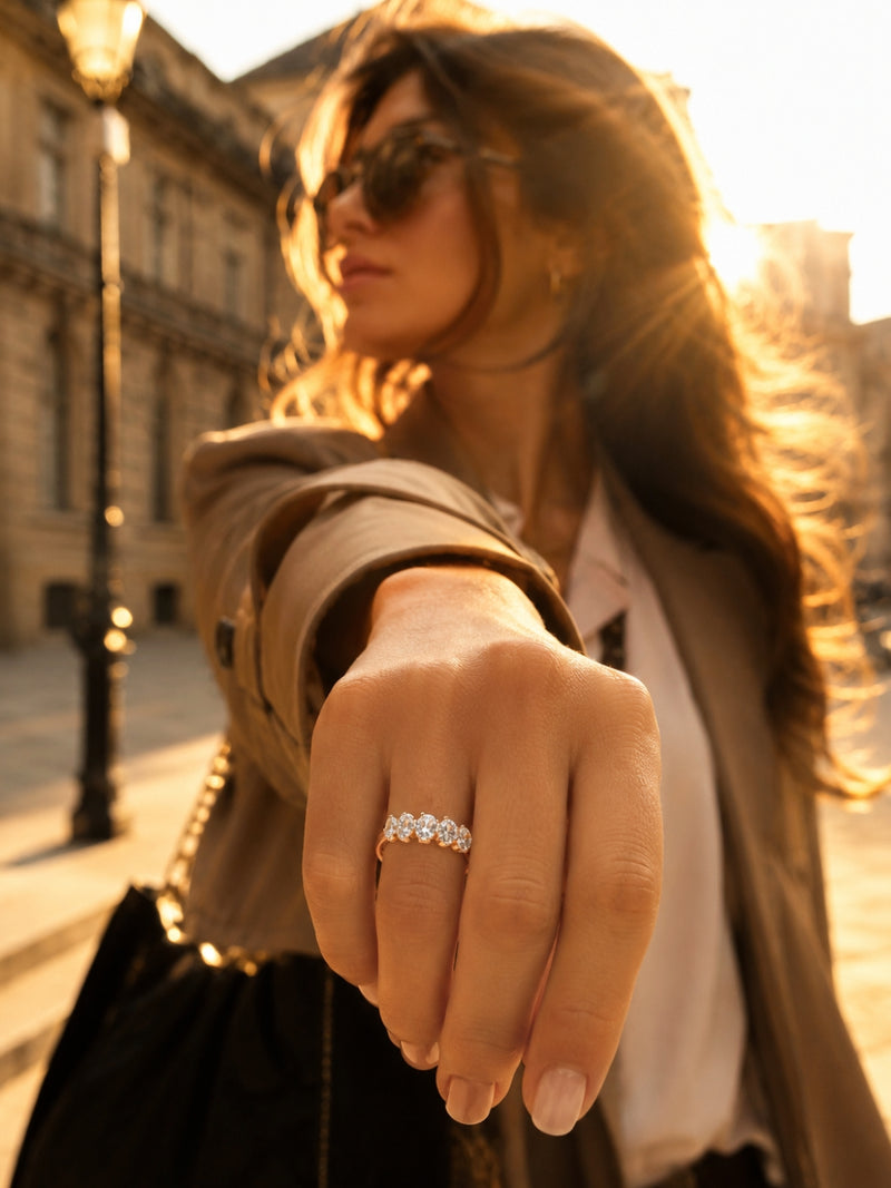 18K Rose Gold Oval Solitaire CZ Ring | Anti Tarnish Stackable