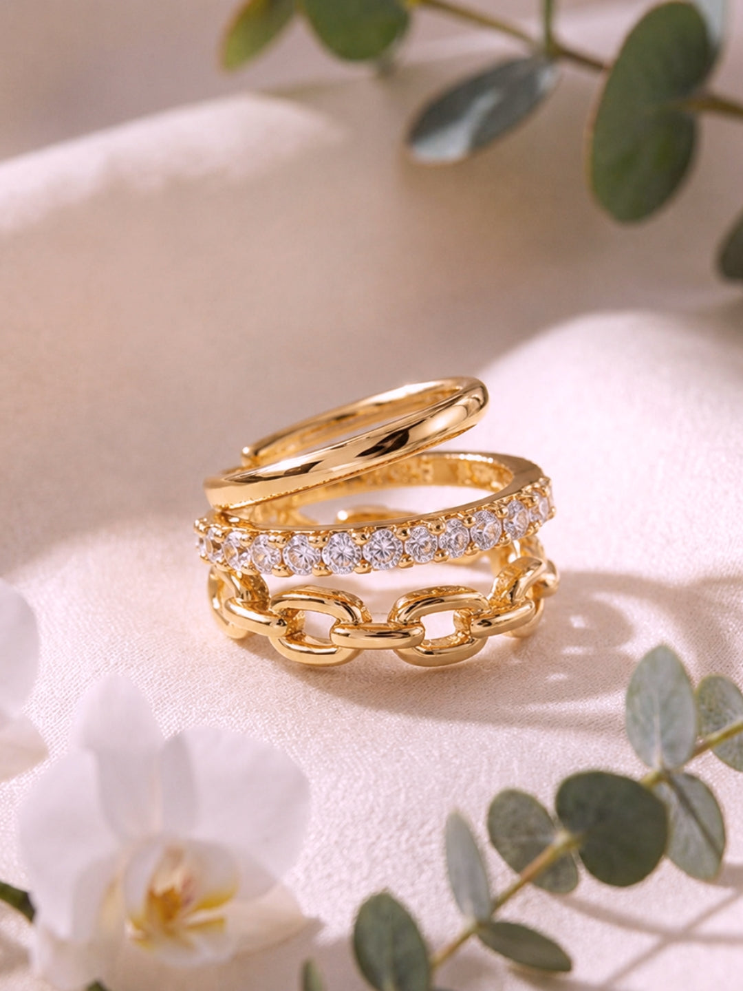 Aurora CZ Chain Link Rose Gold Ear Cuff | No Piercing Ear Cuff
