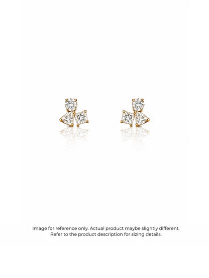 18K Gold CZ Triangle Stud Earrings | Anti Tarnish Everyday Studs
