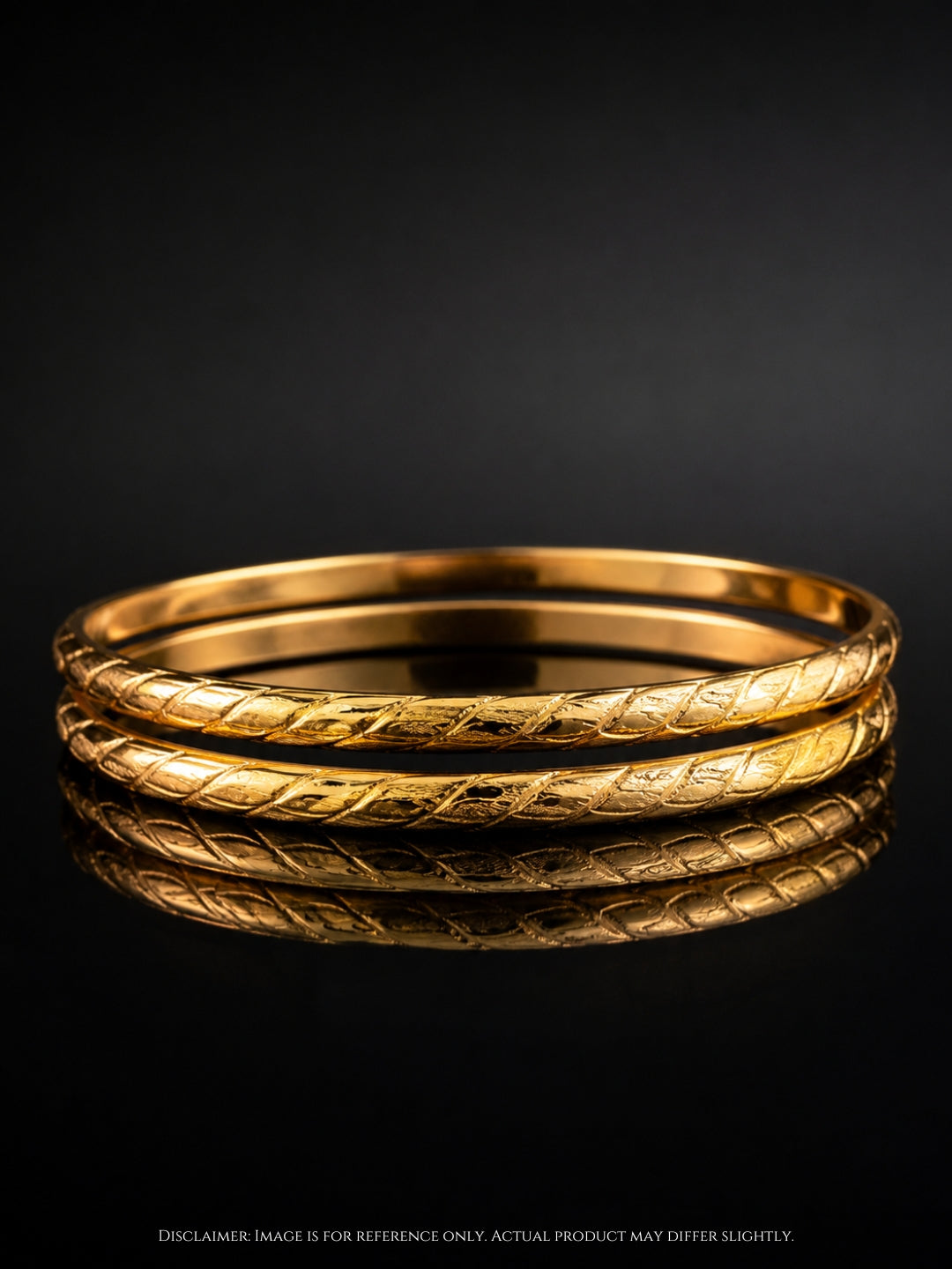 18K Gold Curve Stripe Bangles – Anti Tarnish Stackable Kada