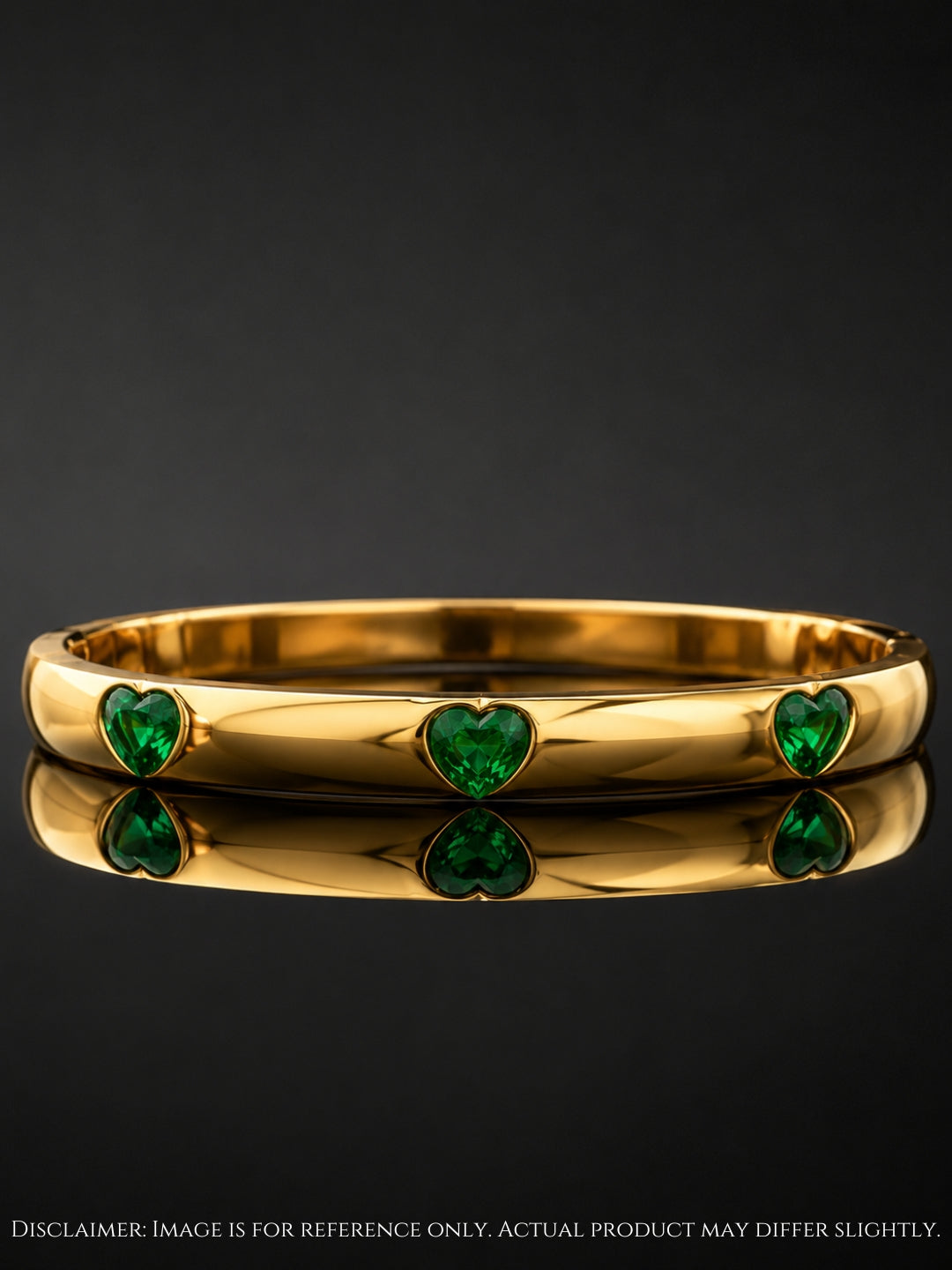 Emerald Heart CZ Gold Bracelet – Waterproof Anti Tarnish Bangle