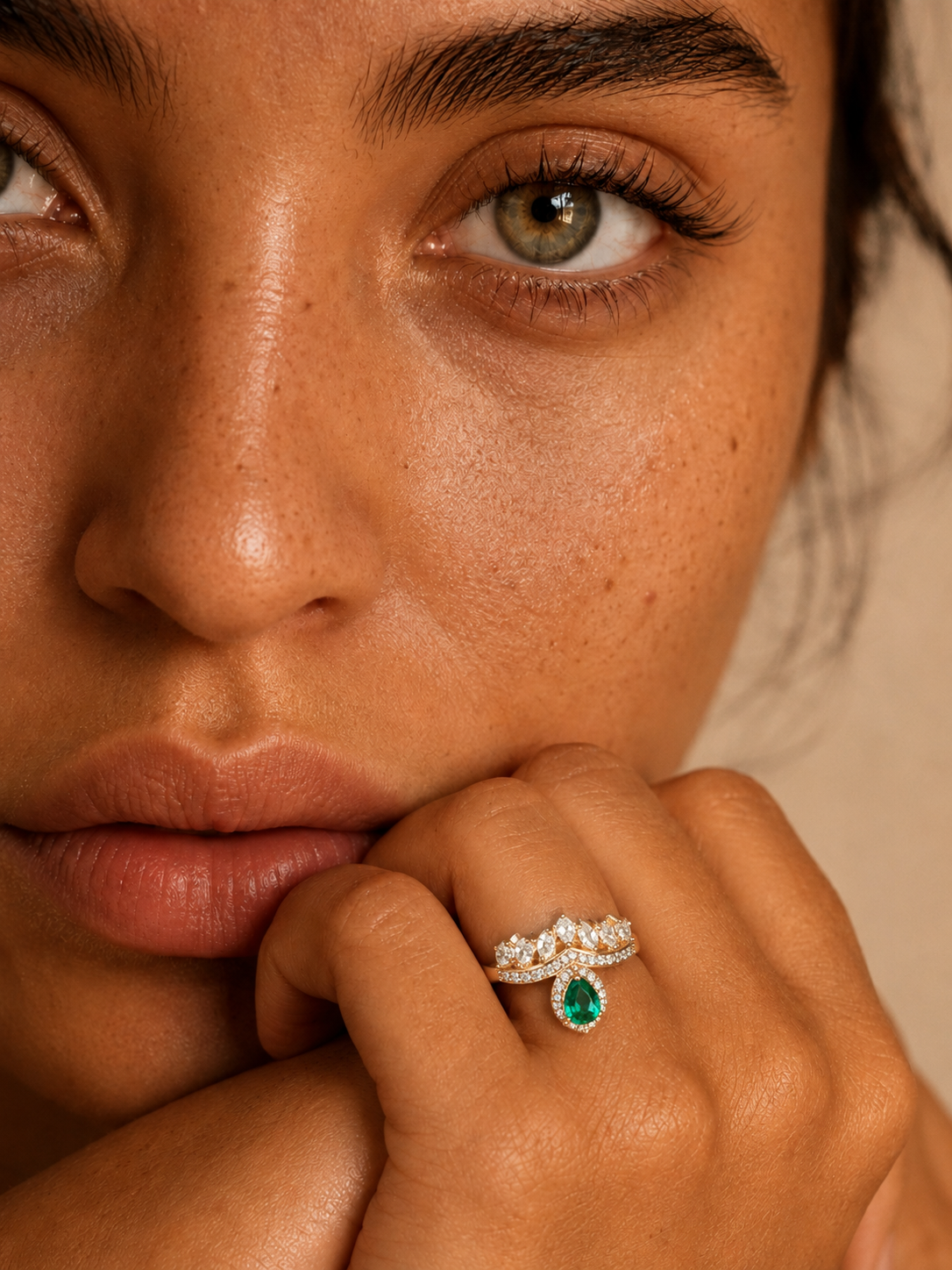 Emerald Crown CZ Ring in 18K Gold | Anti Tarnish Stacking Ring