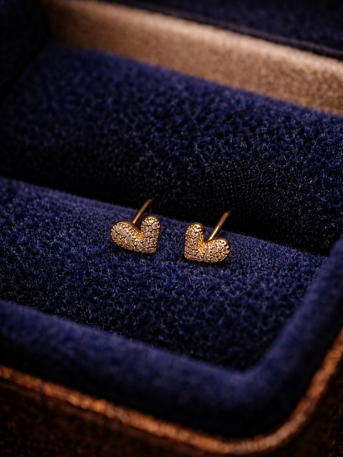 Nano Heart CZ Stud Earrings – 18K RoseGold Plated Everyday Studs