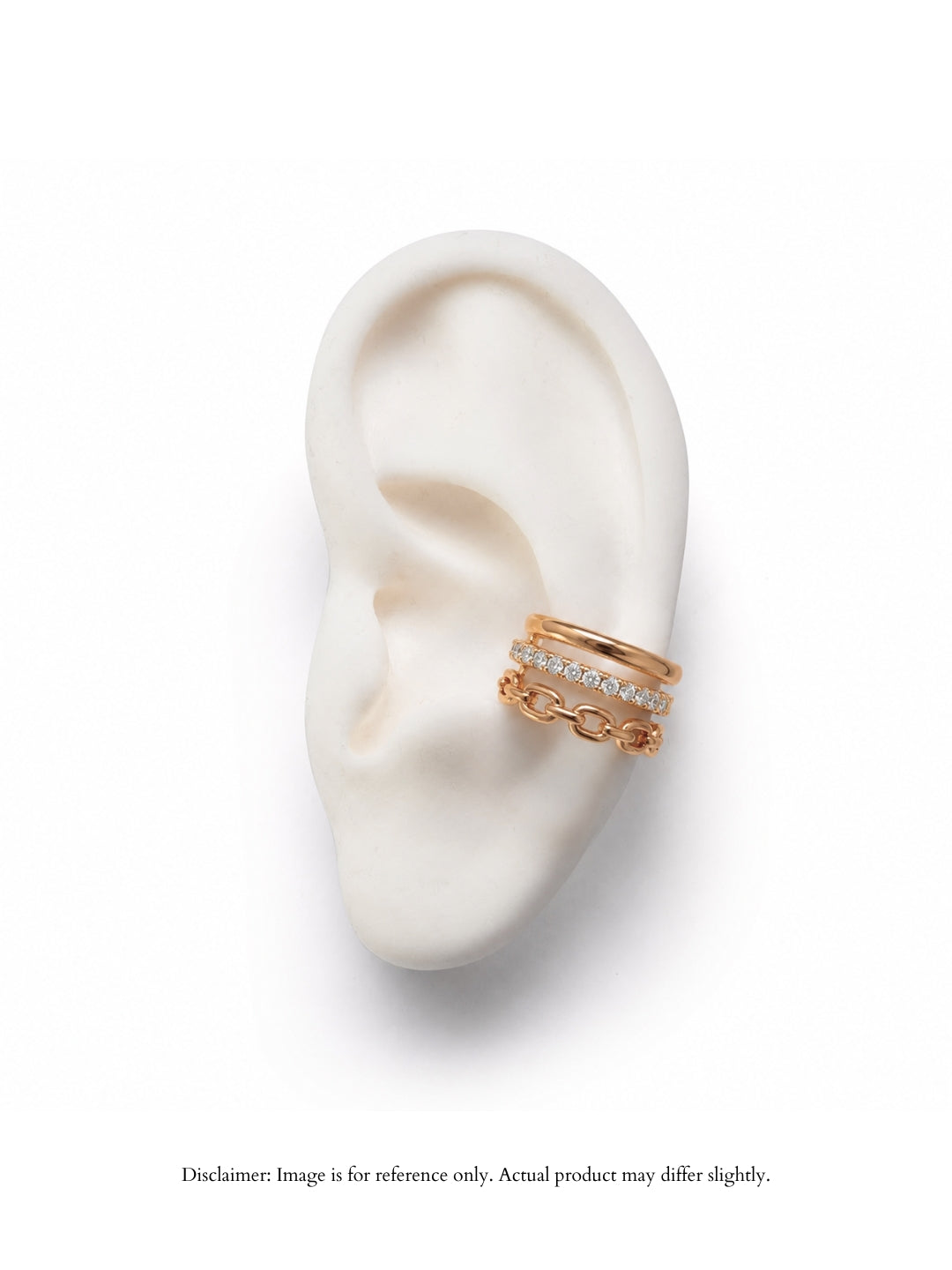Aurora CZ Chain Link Rose Gold Ear Cuff | No Piercing Ear Cuff