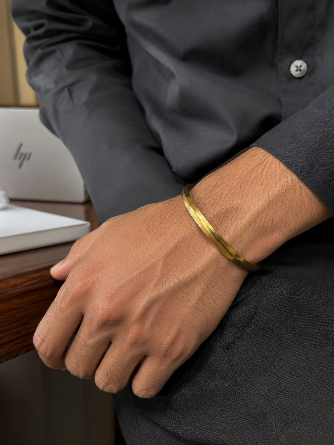 Imperial Gold Men's Kada Bracelet – 18K Gold Plated CZ Bangle