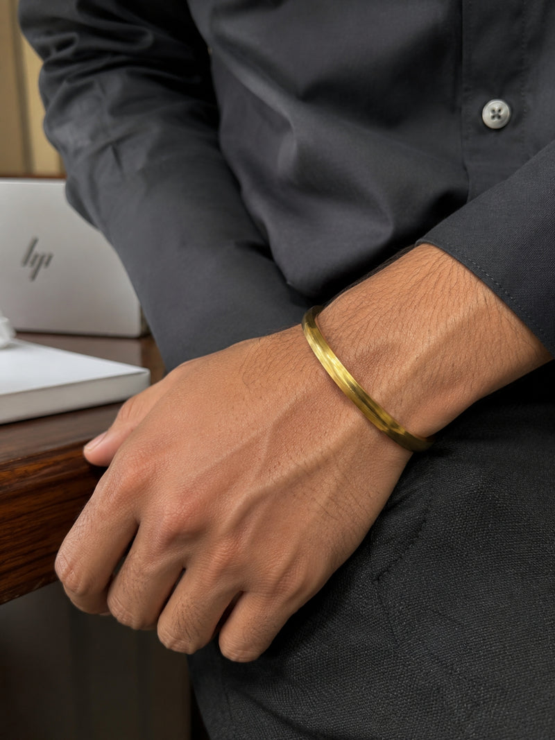 Imperial Men's Kada Bracelet - 18K Gold plated