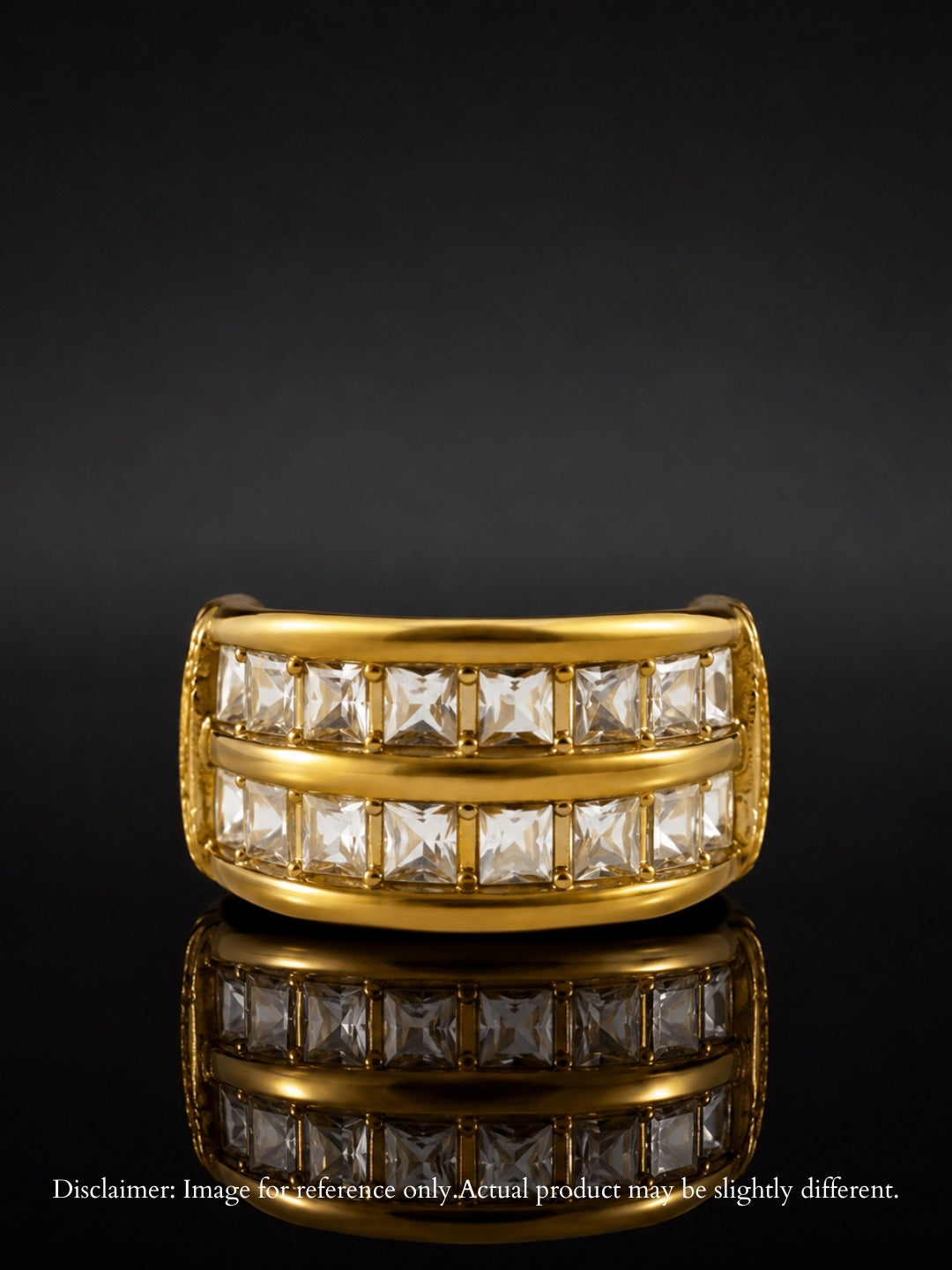 Double Row CZ Chunky Ring | 18K Gold Plated Stainless Steel
