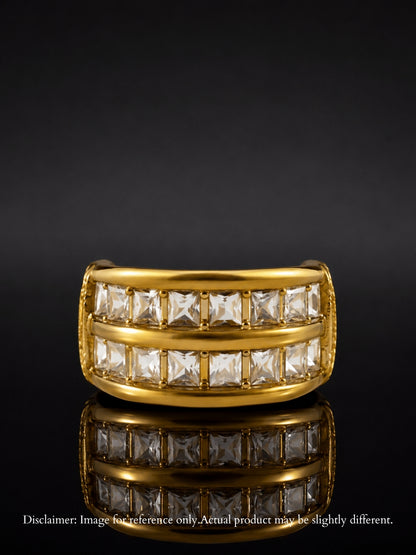 Double Row CZ Chunky Ring | 18K Gold Plated Stainless Steel