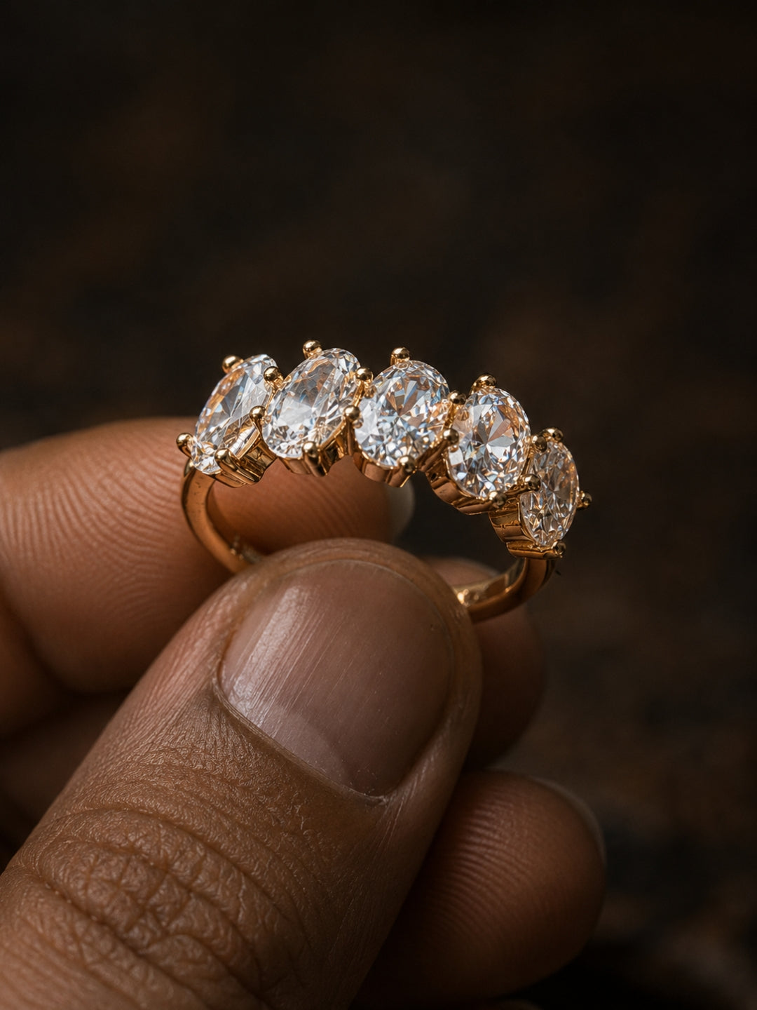 18K Rose Gold Oval Solitaire CZ Ring | Anti Tarnish Stackable