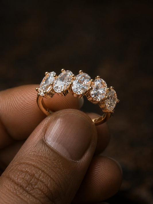 18K Rose Gold Oval Solitaire CZ Ring | Anti Tarnish Stackable