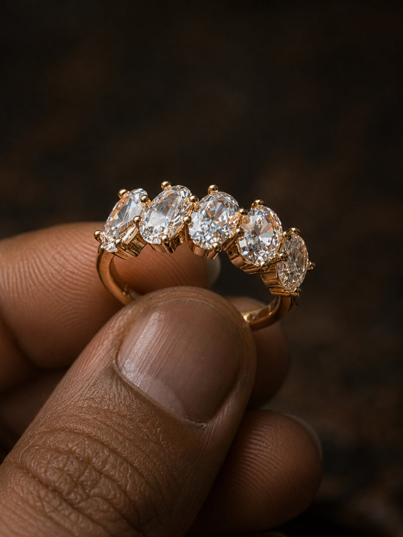 18K Rose Gold Oval Solitaire CZ Ring | Anti Tarnish Stackable