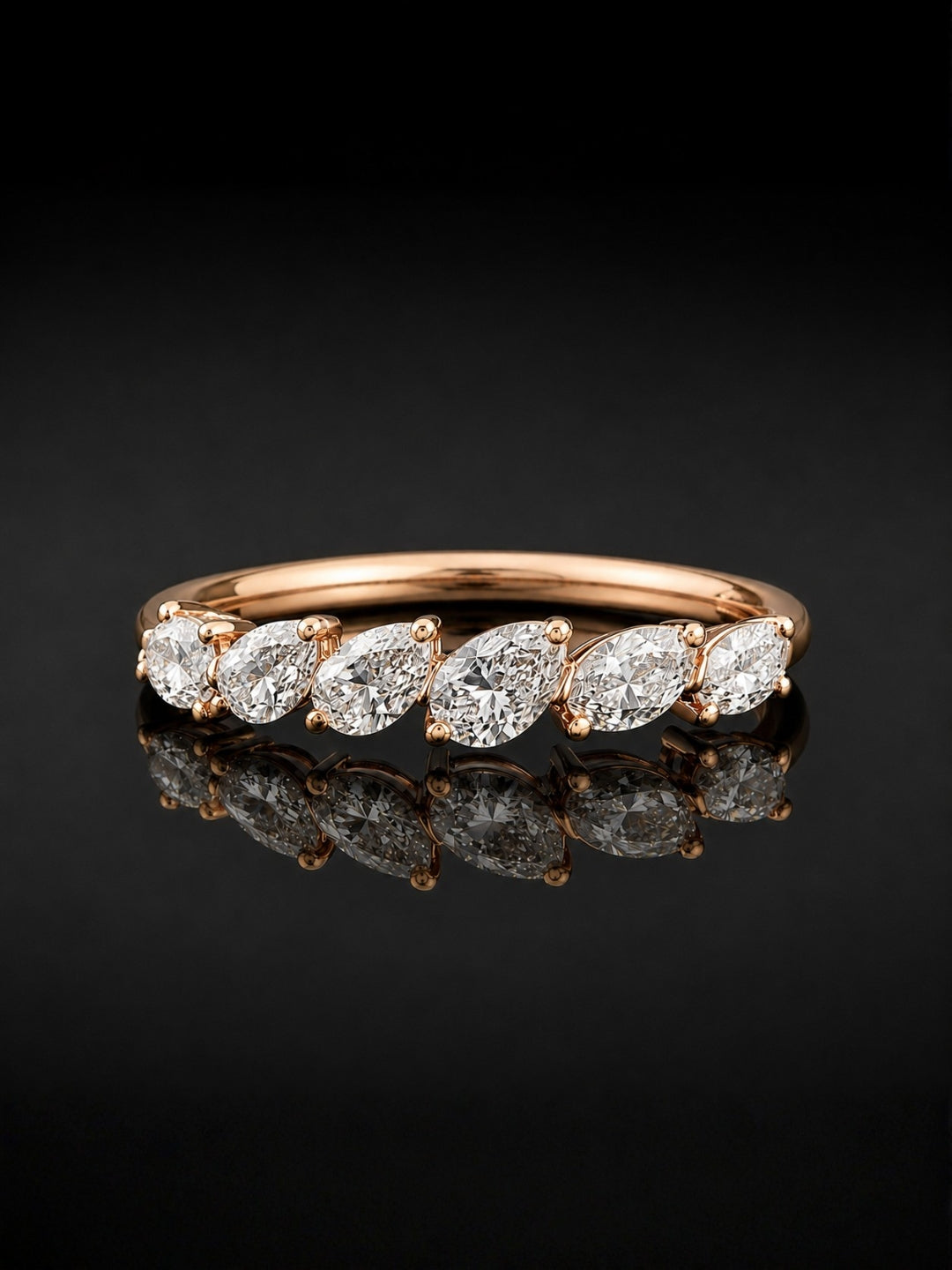 Marquise CZ Slant Ring – 18K Rose Gold Waterproof Ring