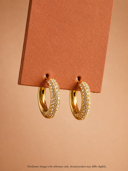 18K Gold Nano CZ Hoop Earrings | Anti Tarnish Everyday Hoops