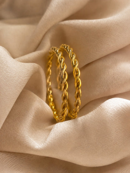 Pleated CZ Gold Bangle Bracelet | Anti-Tarnish Waterproof Jewelry