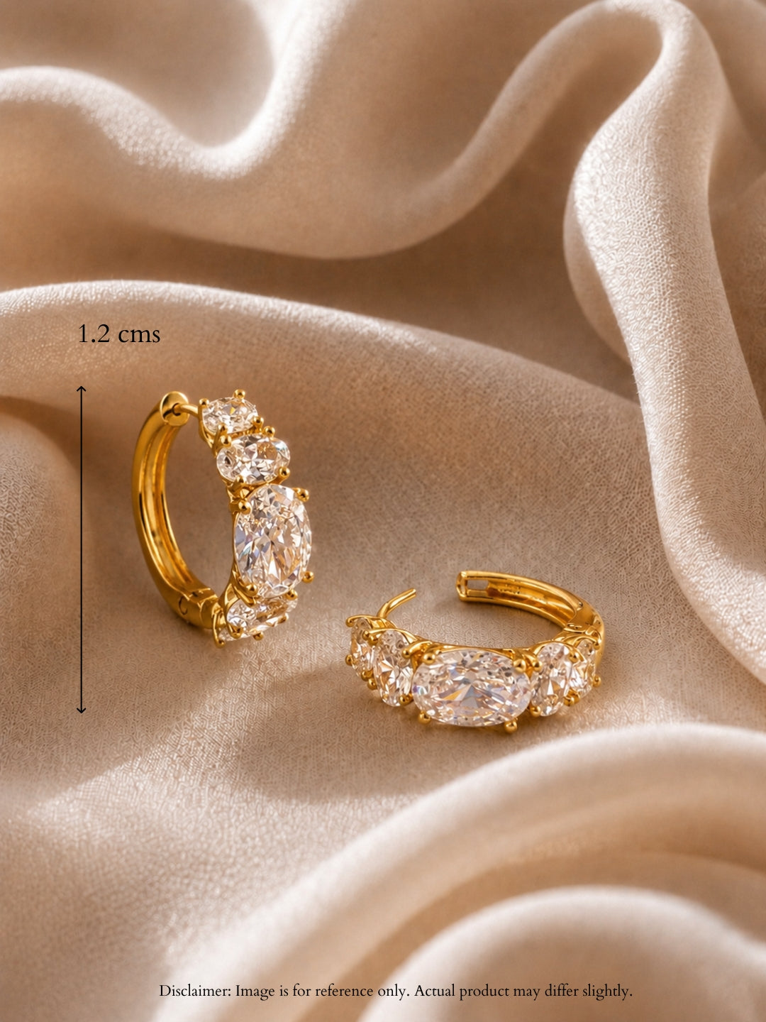 Oval CZ Studded Gold Hoops | 18K Gold Plated Anti Tarnish Earrings