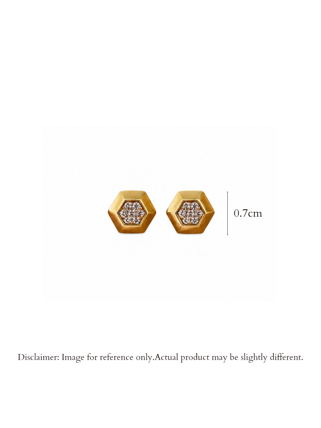 18K Gold Hexagon CZ Stud Earrings | Anti Tarnish Everyday Studs