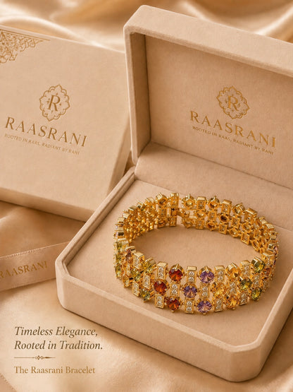 Multicolor Designer Statement CZ Bracelet | 18K Gold Plated