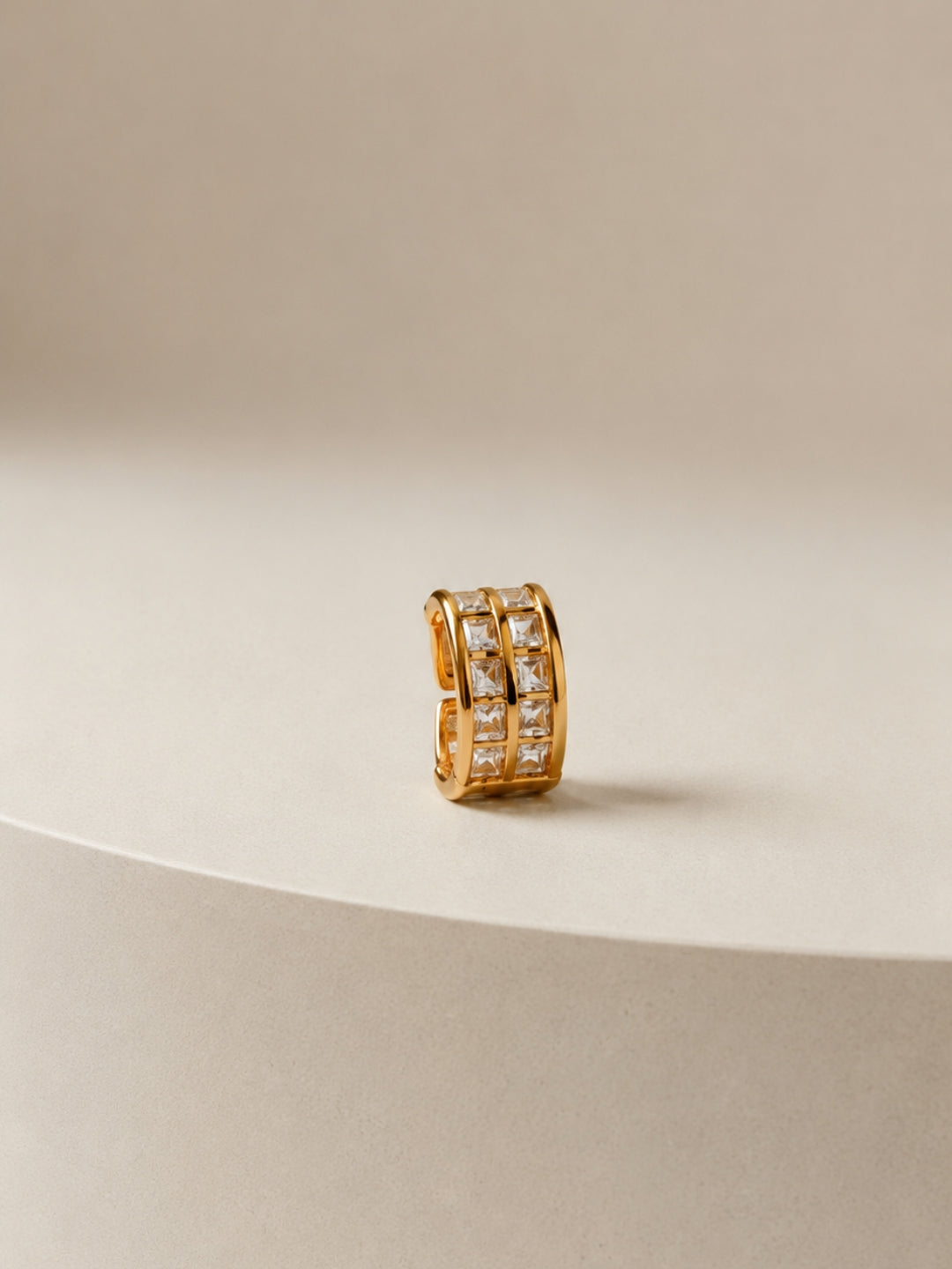 Double Row CZ Chunky Ring | 18K Gold Plated Stainless Steel
