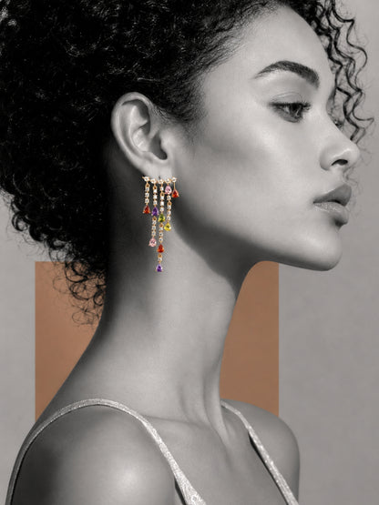 Midnight Crystal Ear Cuff Drop Earrings | Rose Gold CZ Earrings
