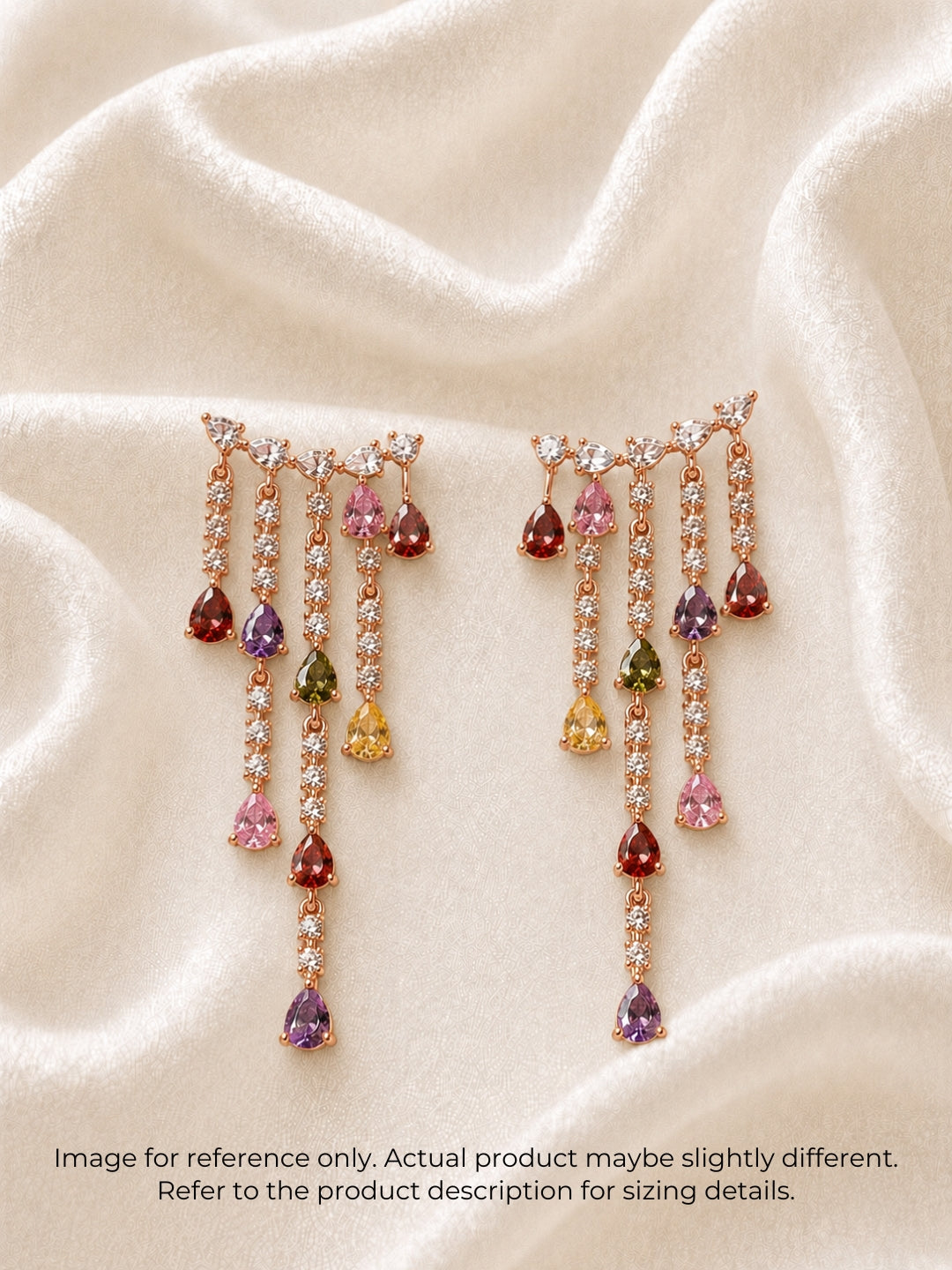 Midnight Crystal Ear Cuff Drop Earrings | Rose Gold CZ Earrings