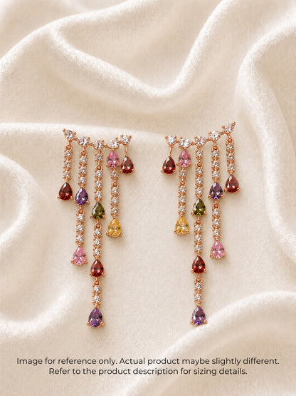 Midnight Crystal Ear Cuff Drop Earrings | Rose Gold CZ Earrings