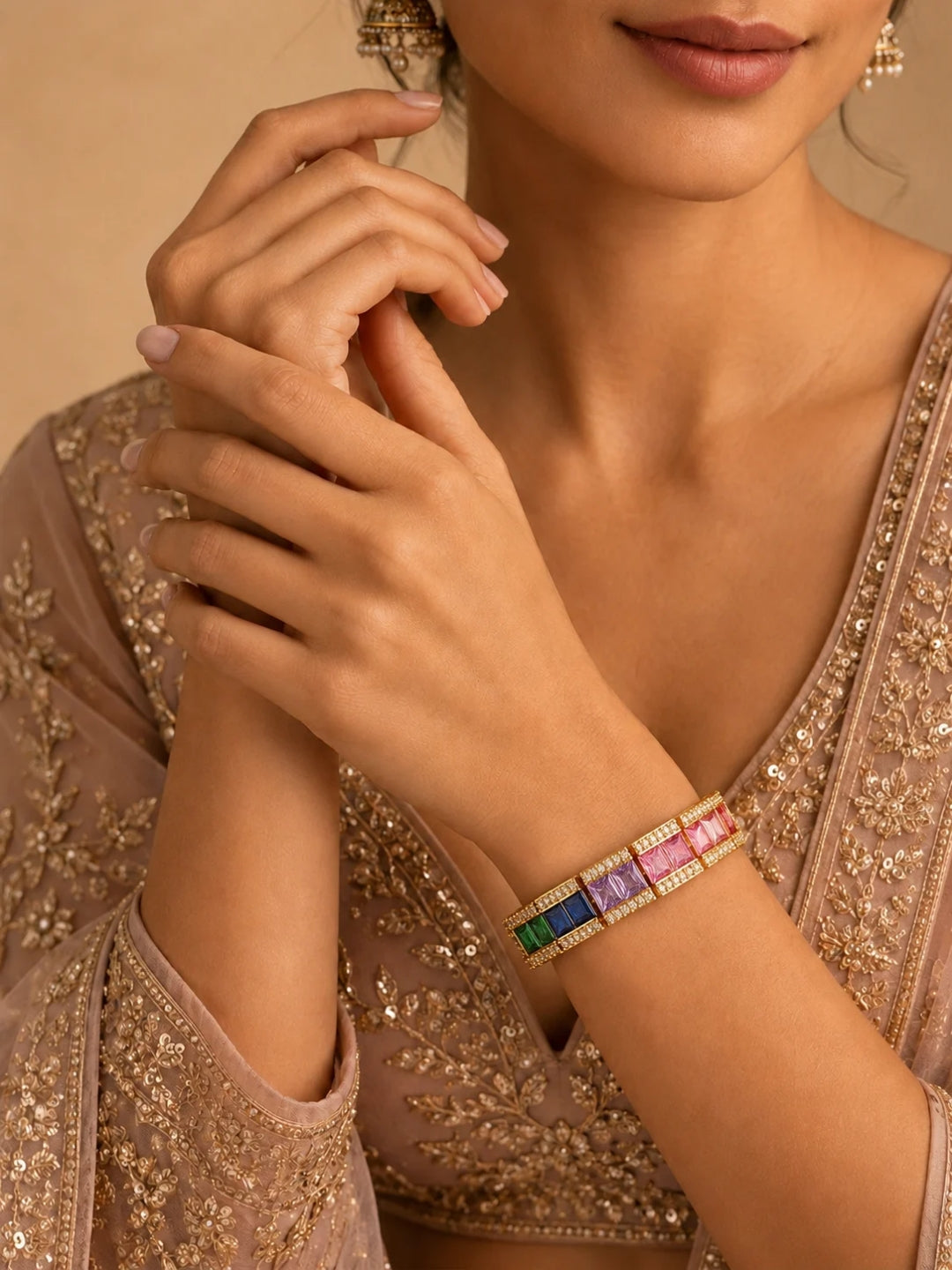 Aurora Multicolor Quad Tennis Bracelet – 18K Gold Plated CZ