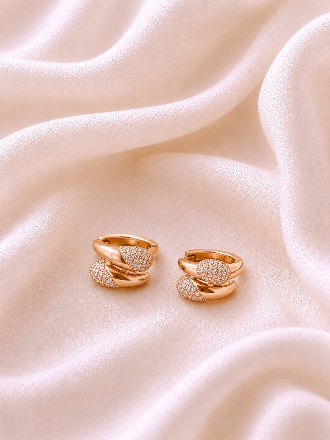 18K Gold CZ Dual Bubble Hoops | Anti-Tarnish Everyday Earrings