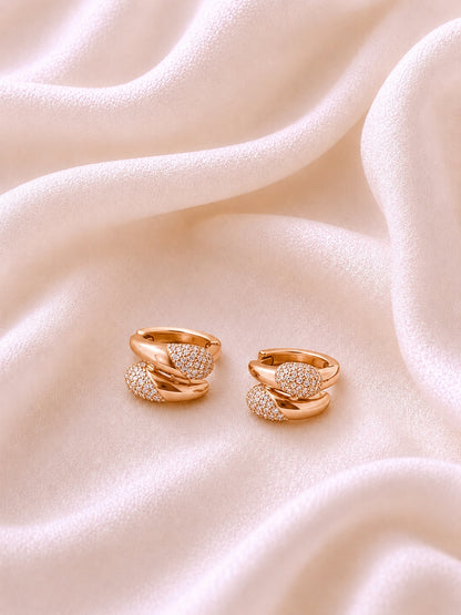 18K Gold CZ Dual Bubble Hoops | Anti-Tarnish Everyday Earrings