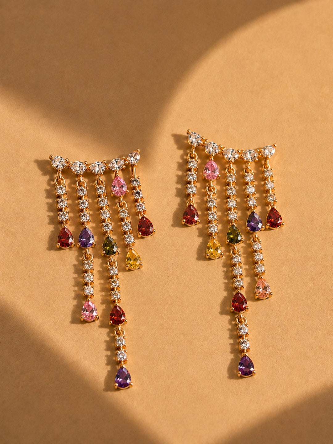 Midnight Crystal Ear Cuff Drop Earrings | Rose Gold CZ Earrings