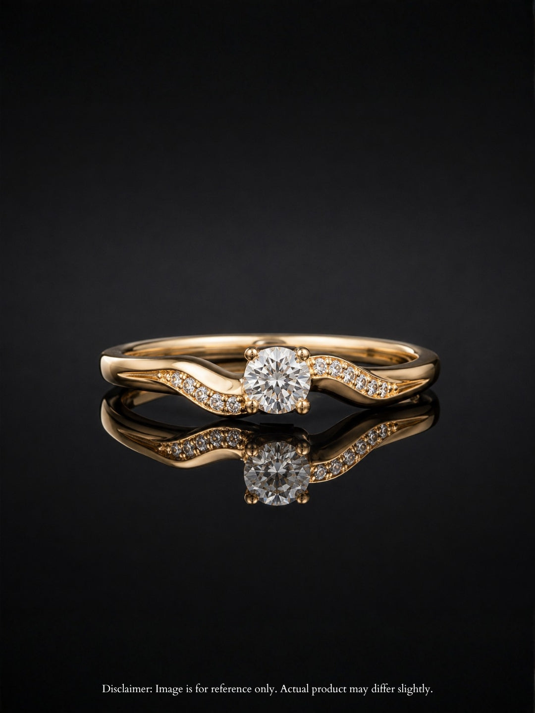 Single Solitaire Curve Studded Ring – 18K Rose Gold CZ Ring