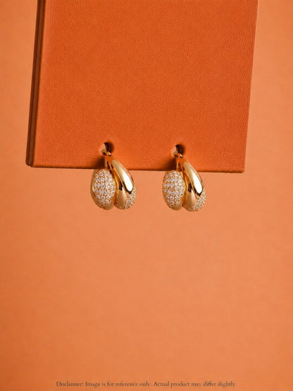 18K Gold CZ Dual Bubble Hoops | Anti-Tarnish Everyday Earrings