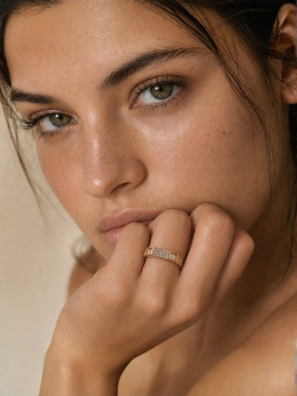 18K Rose Gold Nano CZ Band Ring | Anti Tarnish Stackable Ring