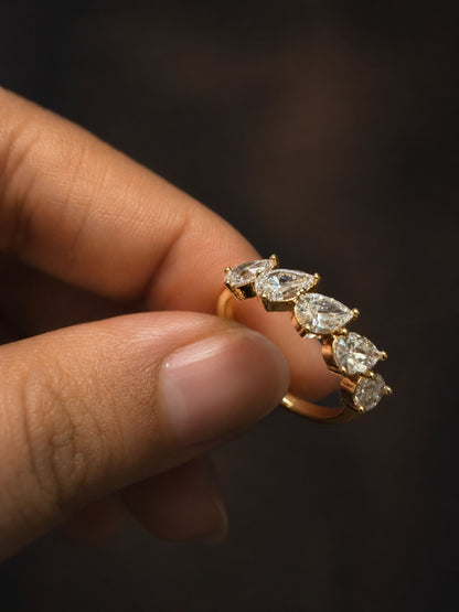 Marquise CZ Slant Ring – 18K Rose Gold Waterproof Ring
