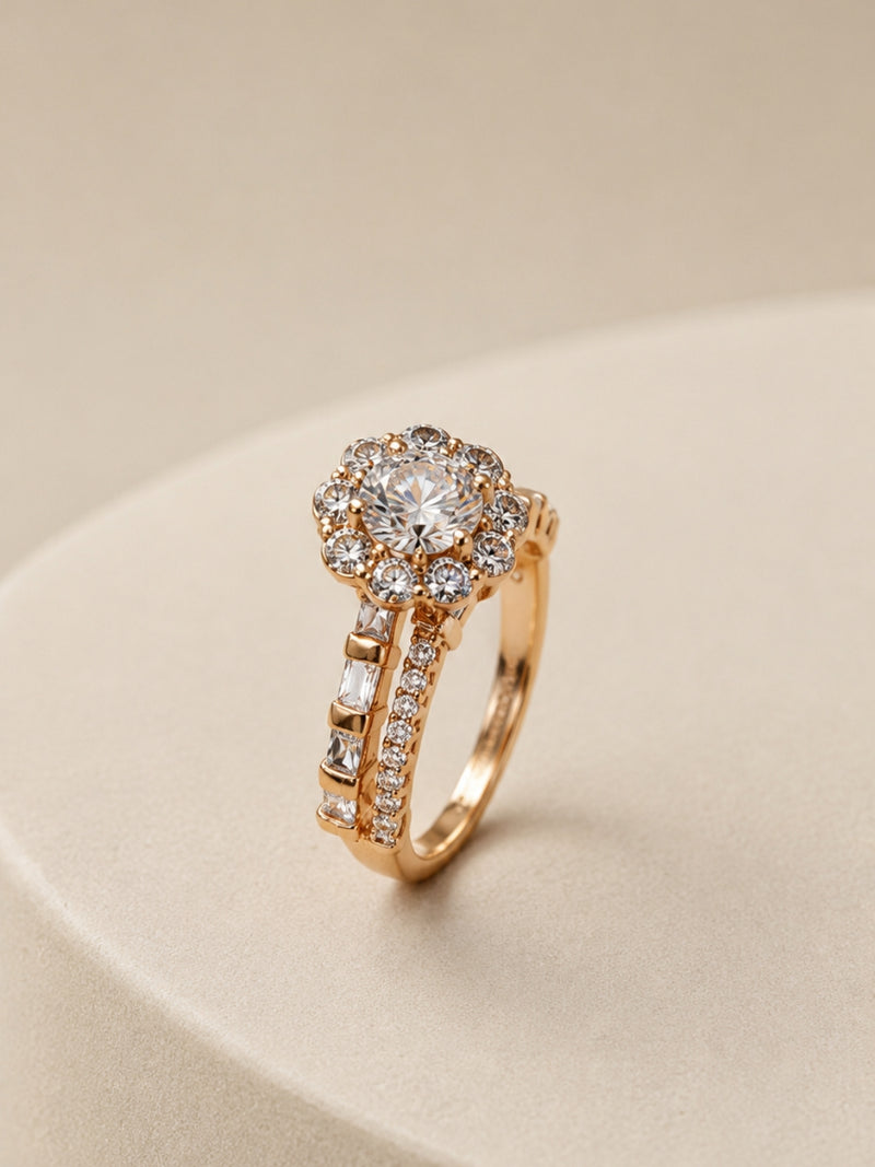18K Rose Gold Plated Solitaire CZ Statement Ring | Anti Tarnish