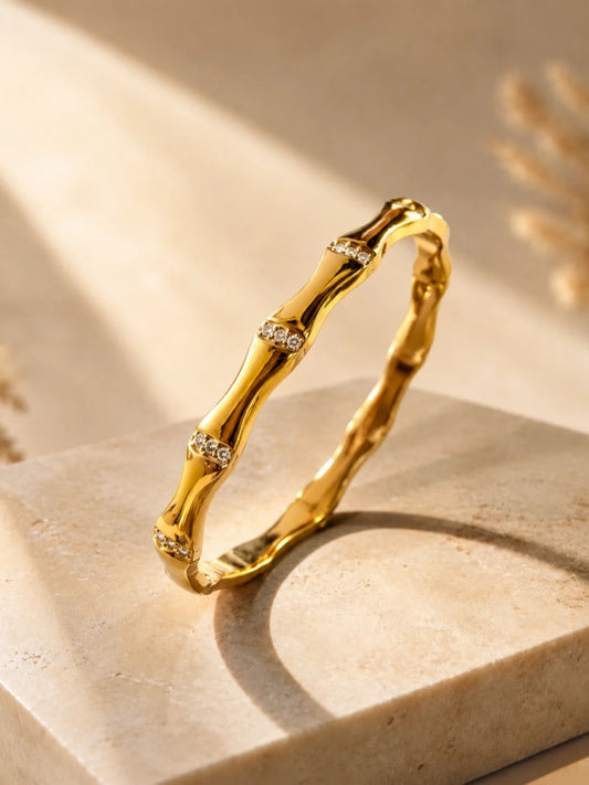18K Gold Wave CZ Bracelet | Anti Tarnish Waterproof Bangle