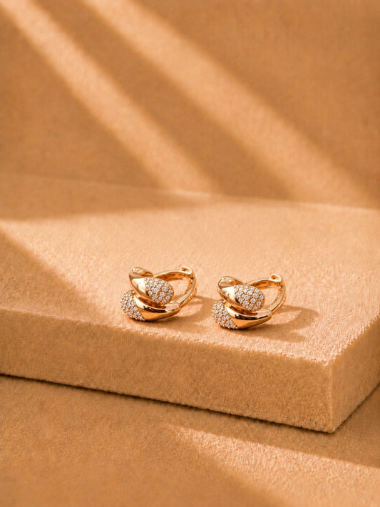 18K Gold CZ Dual Bubble Hoops | Anti-Tarnish Everyday Earrings