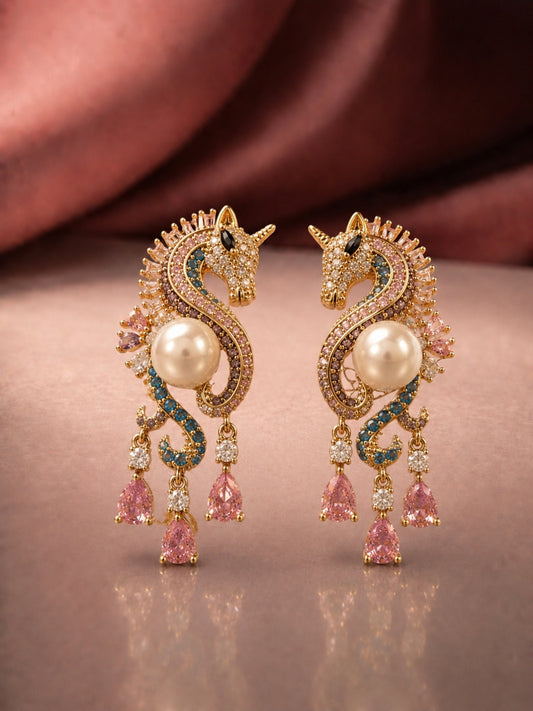 18K Gold Pearl CZ Statement Hoop Earrings – Anti Tarnish 4cm