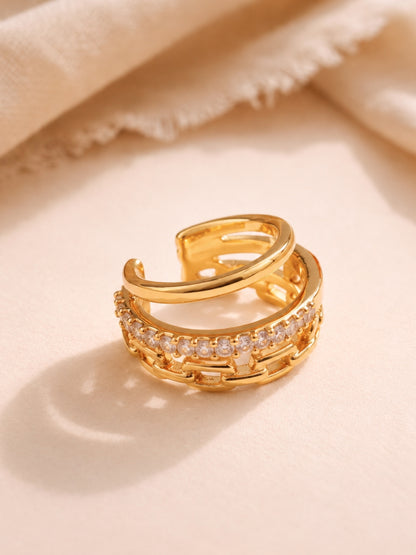 Aurora CZ Chain Link Rose Gold Ear Cuff | No Piercing Ear Cuff