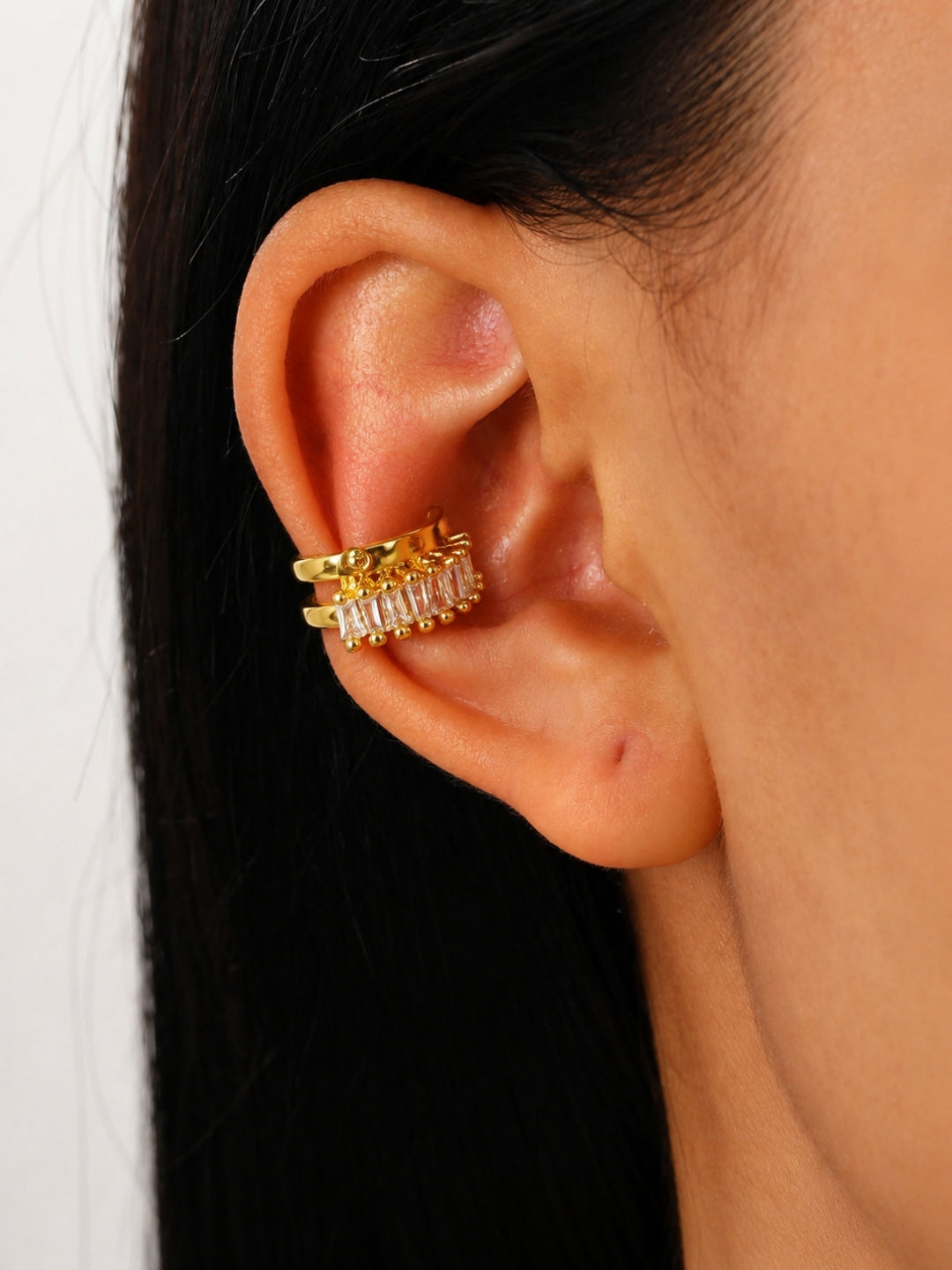CZ Pavé Gold Ear Cuff | 18K Gold Plated Anti-Tarnish Ear Clip l Single