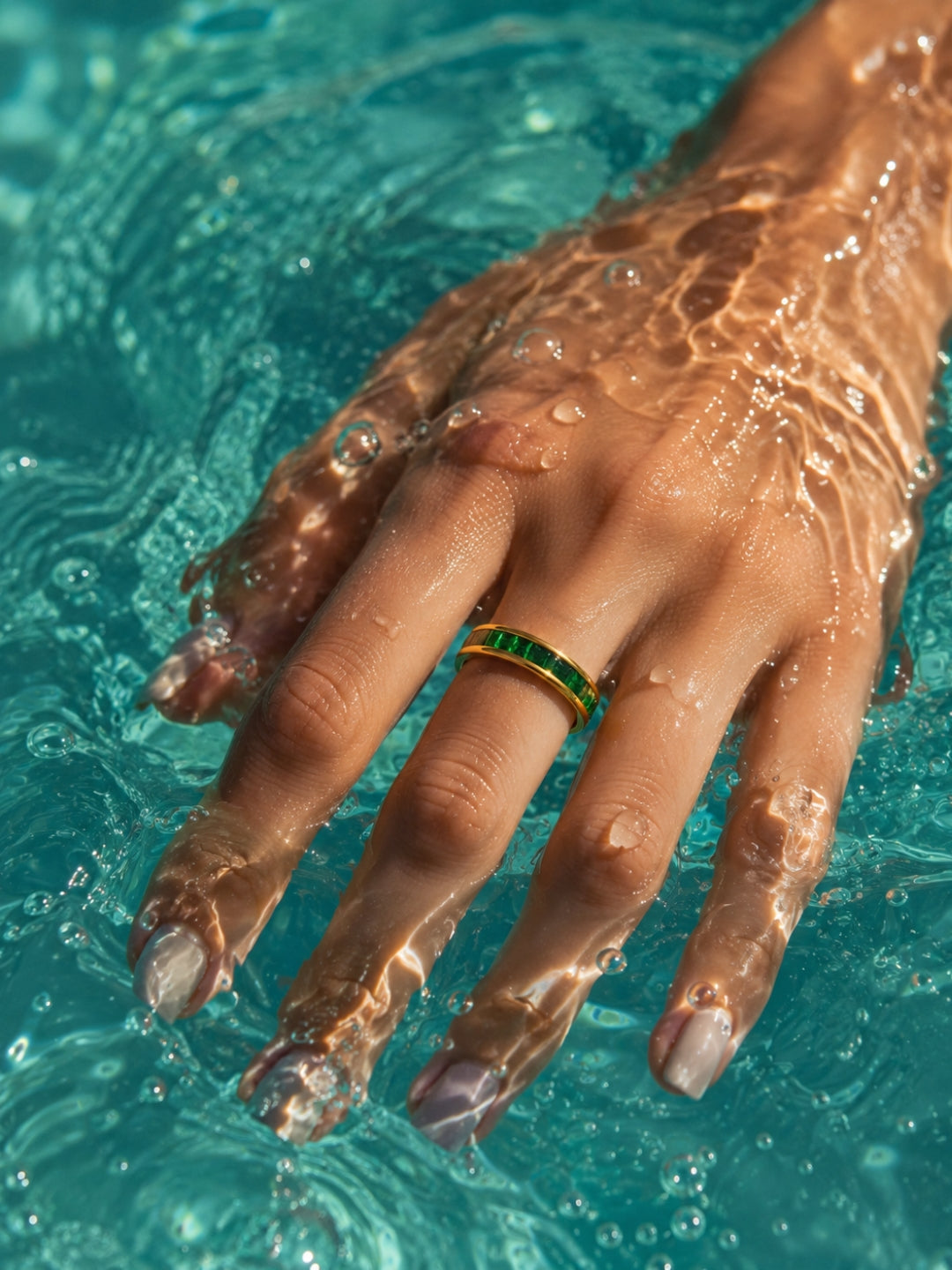 Emerald Eternity CZ Ring | 18K Gold Plated Stackable Ring