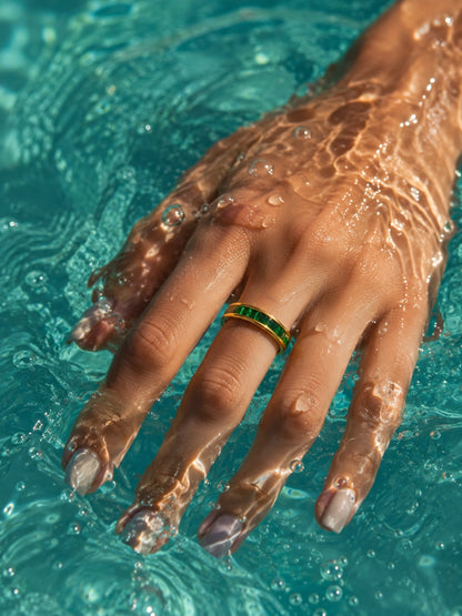 Emerald Eternity CZ Ring | 18K Gold Plated Stackable Ring